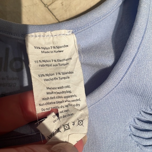 ALO Yoga Vixen Cutout Seamless Tank Top in Light Blue - Picture 6 of 10